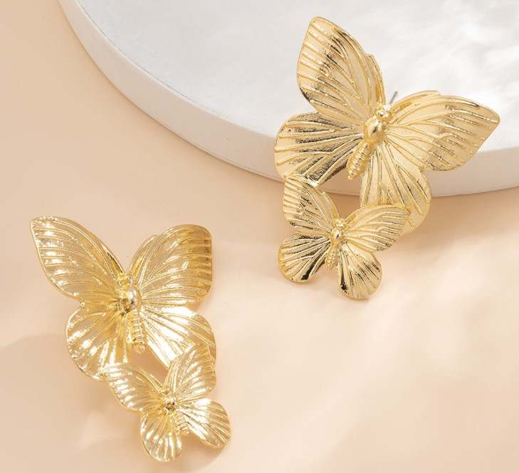 Buy Pinapes Minimalist Gold Butterfly Stud Earrings for Women | Dainty and  Delicate at Amazon.in
